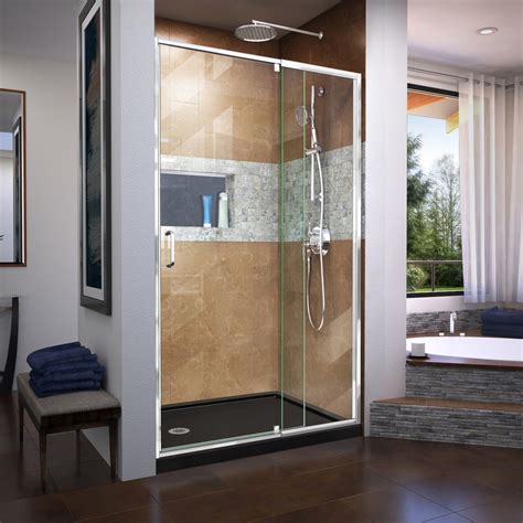 Dreamline Flex 44 In To 48 In W Semi Frameless Pivot Chrome Shower Door At