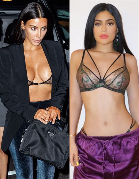 kim kardashian vs kylie jenner see through bras who s sexier hollywood life
