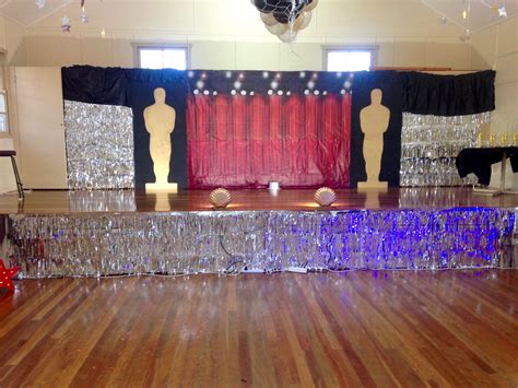Glam Hollywood Birthday Party Stage Set Up With Footlights For