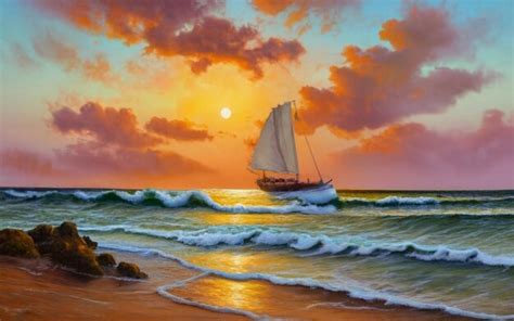 Premium Ai Image Sailboat Sailing Towards The Horizon At Sunset