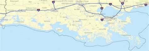 Map Of Coastal Louisiana Indicating Parish Locations And Major Cities