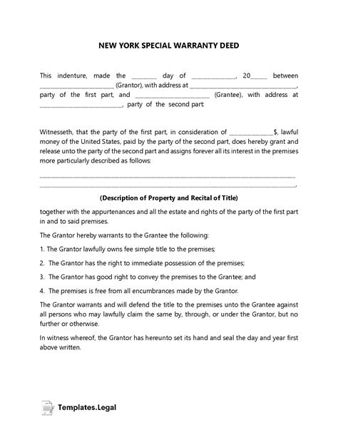 New York Deed Forms And Templates Free Word Pdf Odt