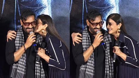 Tabu Kiss Ajay Devgan Front Of Media During Teaser Launch Of Bholaa