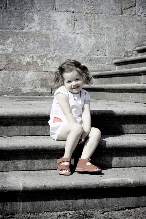Girl On Stairs Stock Image Image Of Happiness Portrait 1184743