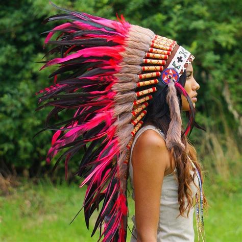 Red Indian Headdress 95cm Indian Headdress Novum Crafts