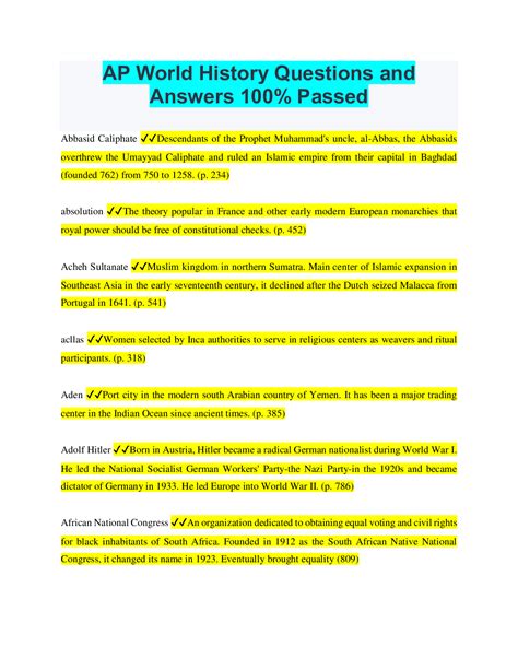 Ap World History Questions And Answers 100 Passed