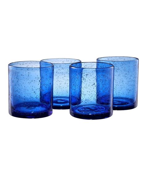 loving this cobalt blue iris double old fashioned glass set of four on zulily zulilyfinds