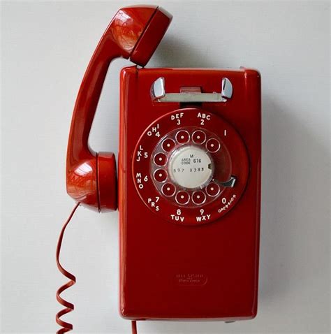 Red Wall Phone Working Rotary Dial Wall Mount Telephone Wall Phone