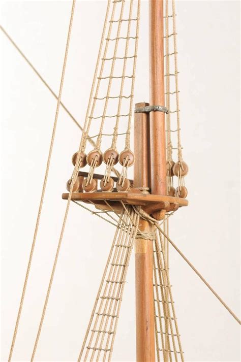 Swedish Ship Model On Stand With Two Masts Wooden Ketch Or Brigantine
