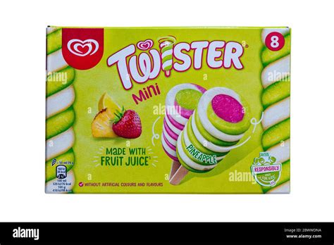 Caja De Twister Mini Hecho Con Jugo De Fruta Helados Aislados Sobre