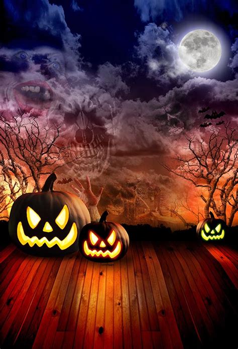 New Halloween Pumpkin Theme Horror Jungle Photography Backdrop Sale