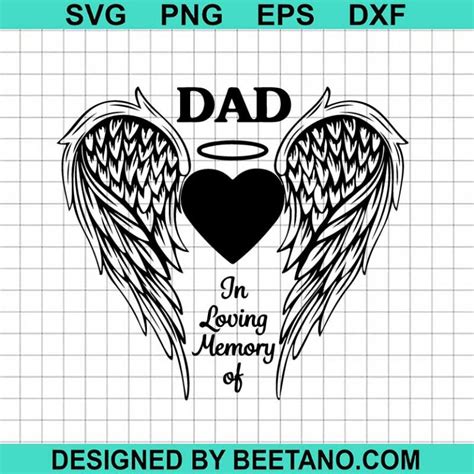 In Loving Memory Of Dad Svg In Loving Memory Angel Wings Svg Dad