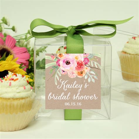 8 Bridal Shower Favor Cupcake Boxes Bouquet Label Design