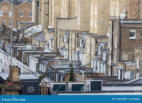 Inner City London Town Housing Packed Backstreet Building Roof Tops