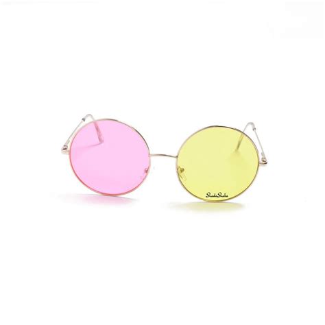 Pink And Yellow Round Circle Sunglasses Spamton Cosplay Etsy Pink Sunglasses Round Sunglasses