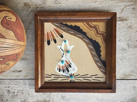 Framed Navajo Sand Painting Wedding Vase And Navajo Rug Southwestern