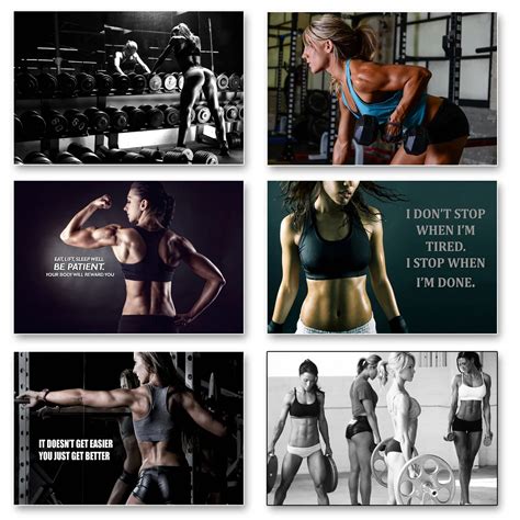 6pcs Sex Model Motivational Bodybuilding Quotes For Gym Art Silk Posters And Print For Room Wall