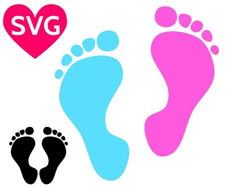 Baby Heart Footprint Clipart Cricut Feet Cutting File Baby Feet Svg