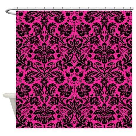 Hot Pink And Black Damask Shower Curtain By Admin CP49789583 Pink