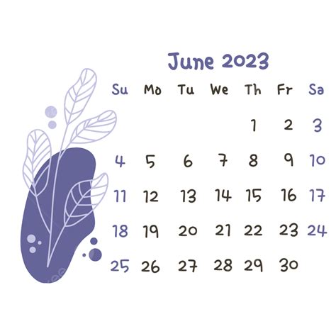 June 2023 Calendar White Transparent Download 2023 Aesthetic Calendar