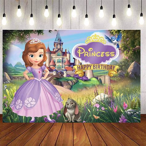 Purple Princess Sofia Girls Birthday Party Backgrounds For Photo Studio