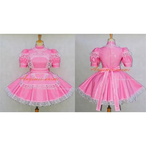 Sexy Sissy Maid Pvc Dress Pink Lockable Uniform Cosplay Costume Tailor Made 68 20 Picclick