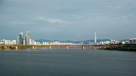 Seoul South Korea Cityscape And The Han River Panorama Stock Image