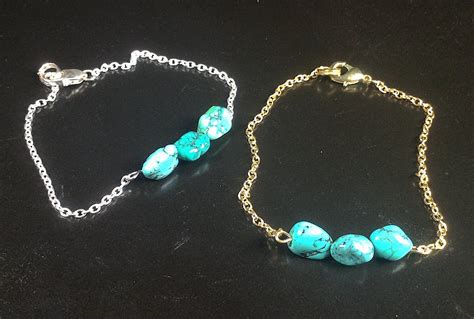 Simple Turquoise Bracelet For Women Real Turquoise Stone Boho