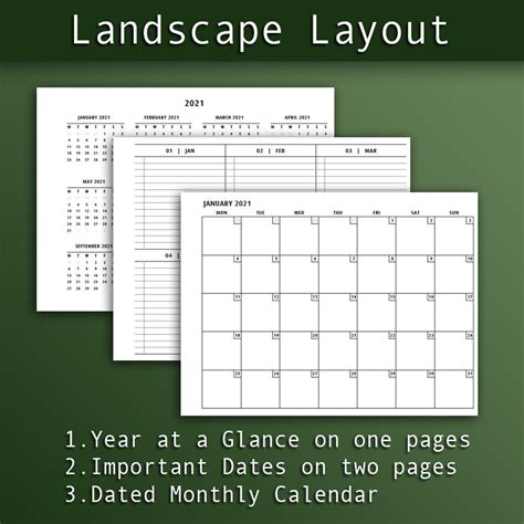 Remarkable 2 2021 Monthly Calendar Remarkable 2 Templates Etsy