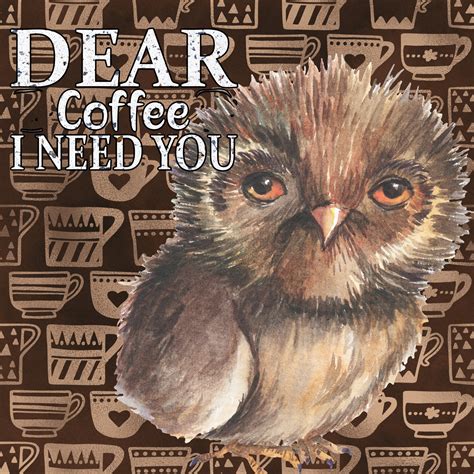 Funny Coffee Owl Poster Free Stock Photo Public Domain Pictures
