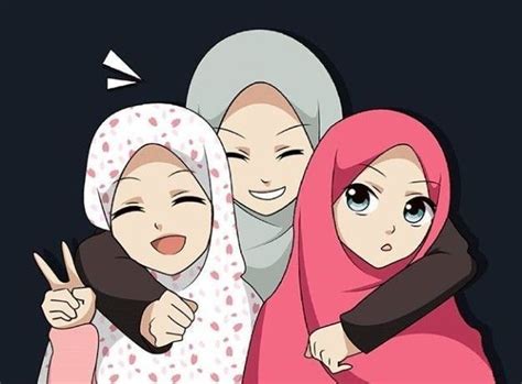 Gambar anime hijab sahabat loading. I love those friends who wears a hijab😘😘😘 | Anime muslim ...