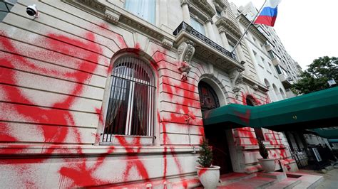 The Facade Of The Russian Consulate In New York Was Vandalized With Red