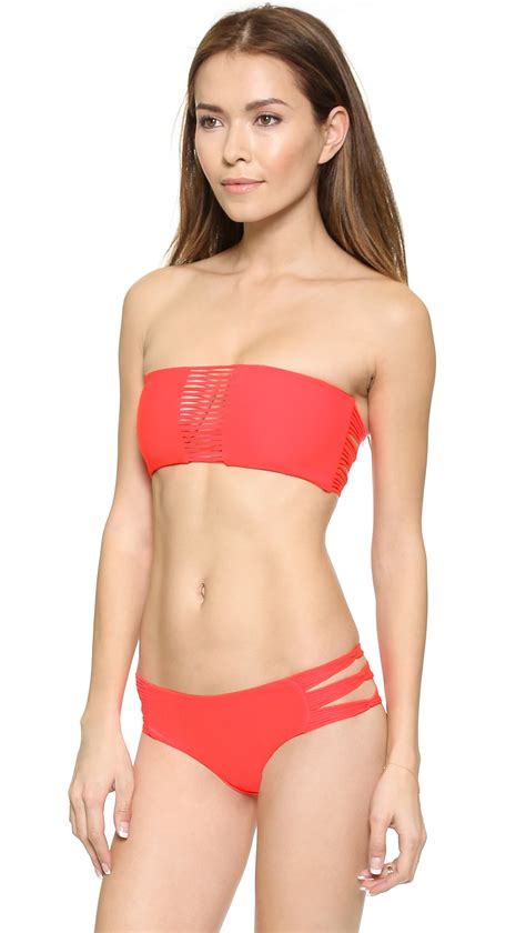 Lyst Mikoh Swimwear Sunset Skinny String Bandeau Bikini Top