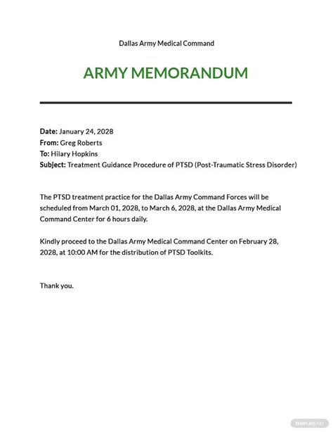 Army Memo Word Templates Design Free Download