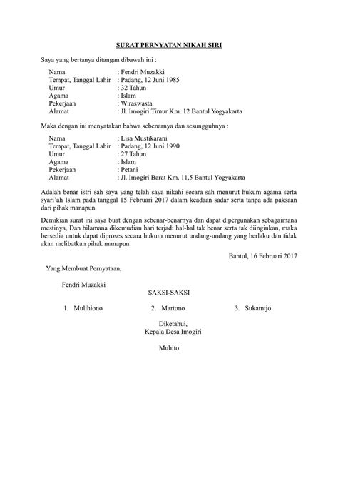 Surat Pernyataan Sudah Menikah | Pernikahan, Janji pernikahan, Perceraian