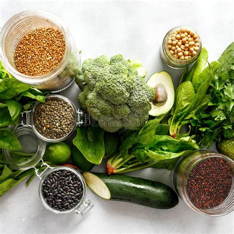 Healthy Food Clean Eating Source Protein Vegetarians Top View Fl Stock