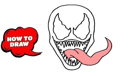 How To Draw Venom Face Venom Drawing Tutorial Easy Step By Step Youtube