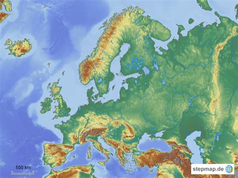 StepMap Europa Relief 4 Landkarte für Europa