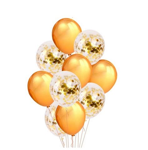 Gold Confetti 12 Latex Balloons Top Quality For Partiesanniversaries