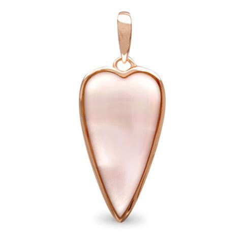 Mother Of Pearl Long Heart Necklace Pink Cute Pendant Etsy