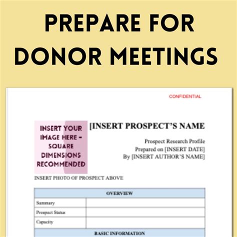 Prospect Research Profile Template Printable Editable Donor Etsy