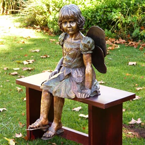 Modern Casting Antique Copper Brass Girl Sitting On Bench Bronze