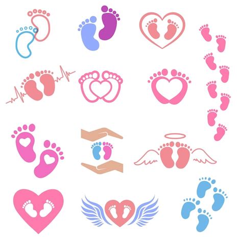Premium Vector Vectorel Baby Footprint Shapes Illustrations