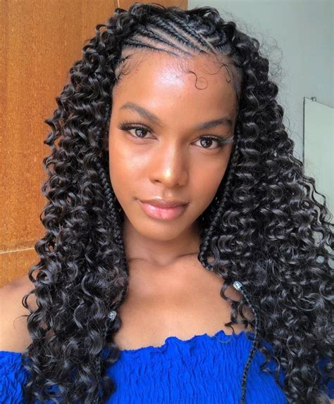 Natural Hairstyle With Cornrows And Twist Out Curls Two Cornrow Braids Half Cornrows Cornrow