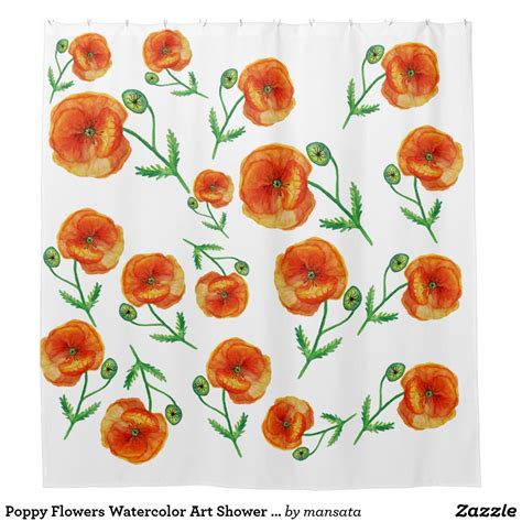 Poppy Flowers Watercolor Art Shower Curtain Uk Watercolor