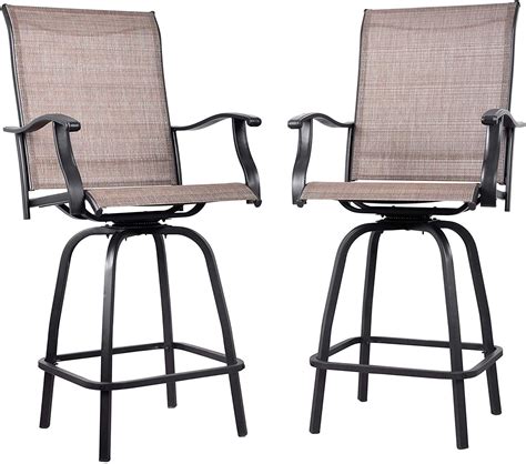 Ubesgoo Patio Swivel Bar Chairs2 Pack 360 Degree Swivel Black