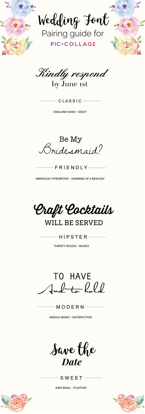 Font Pairing Guide For Weddings Piccollage