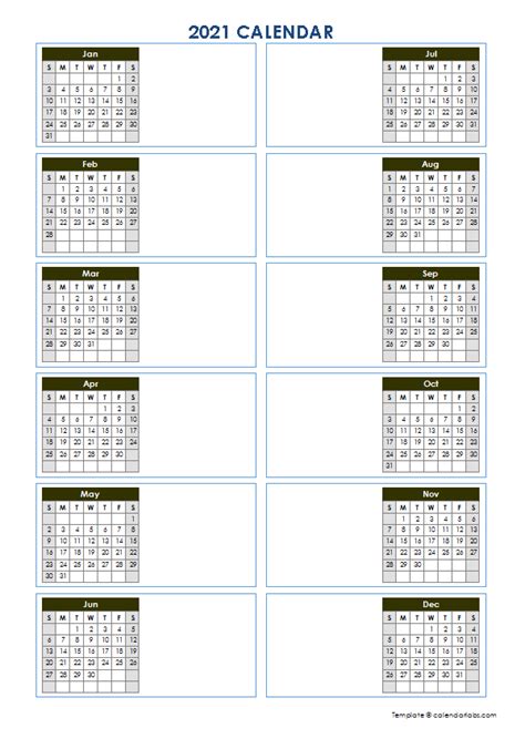 These are a great fit for your binder planner, and as always, completely free. 2021 Blank Yearly Calendar Template Vertical Design - Free ...