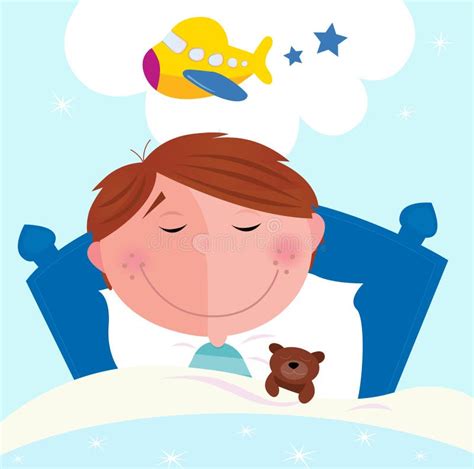 Bambino Che Dorme A Letto Sognando Di Avere Un Incubo Illustrazione