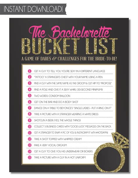 Bachelorette Bucket List Printable Printable Word Searches